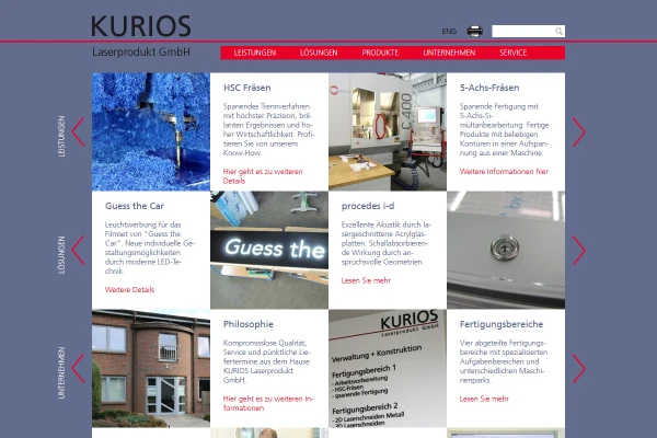 Webdesign KURIOS Laserprodukt